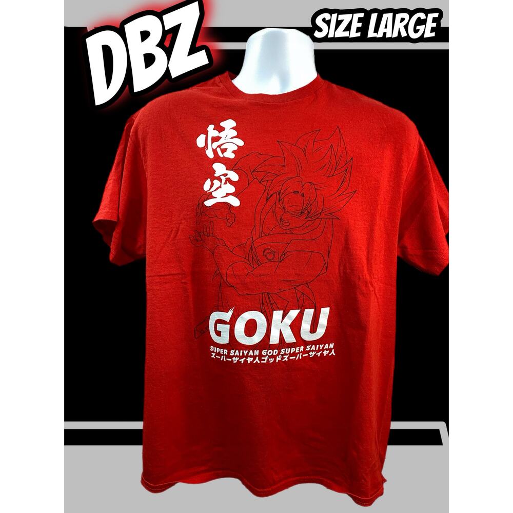 Dragon Ball Super Men Shirt Large Red Goku Super Saiyan God Graphic Anime Tee
